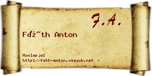 Fáth Anton névjegykártya